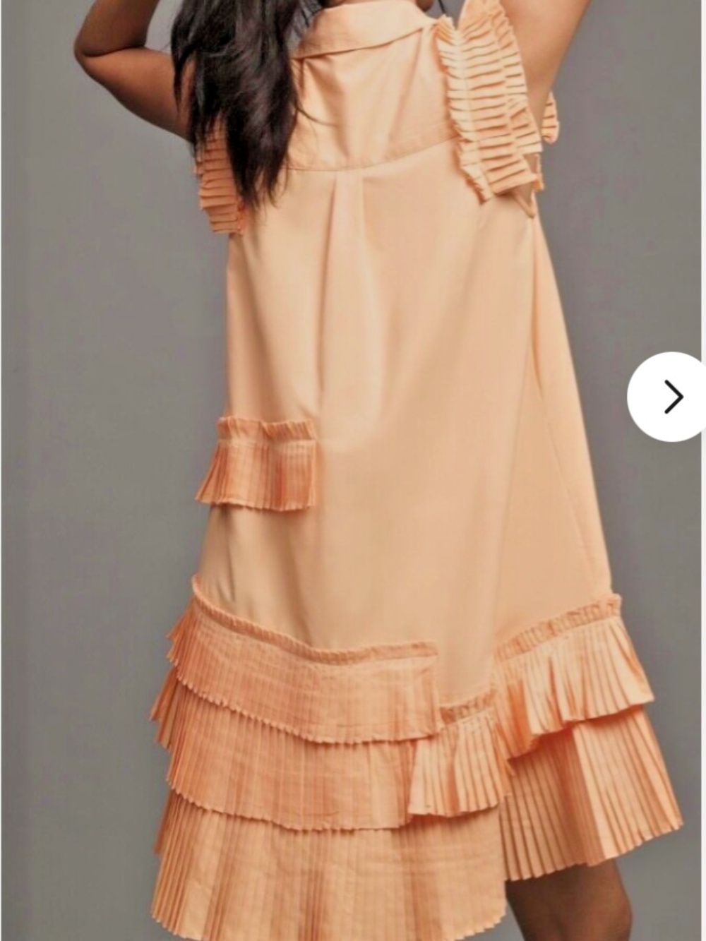 Anthropologie Peach Pleated Sun Dress, M, GP1547 - Picture 2 of 7